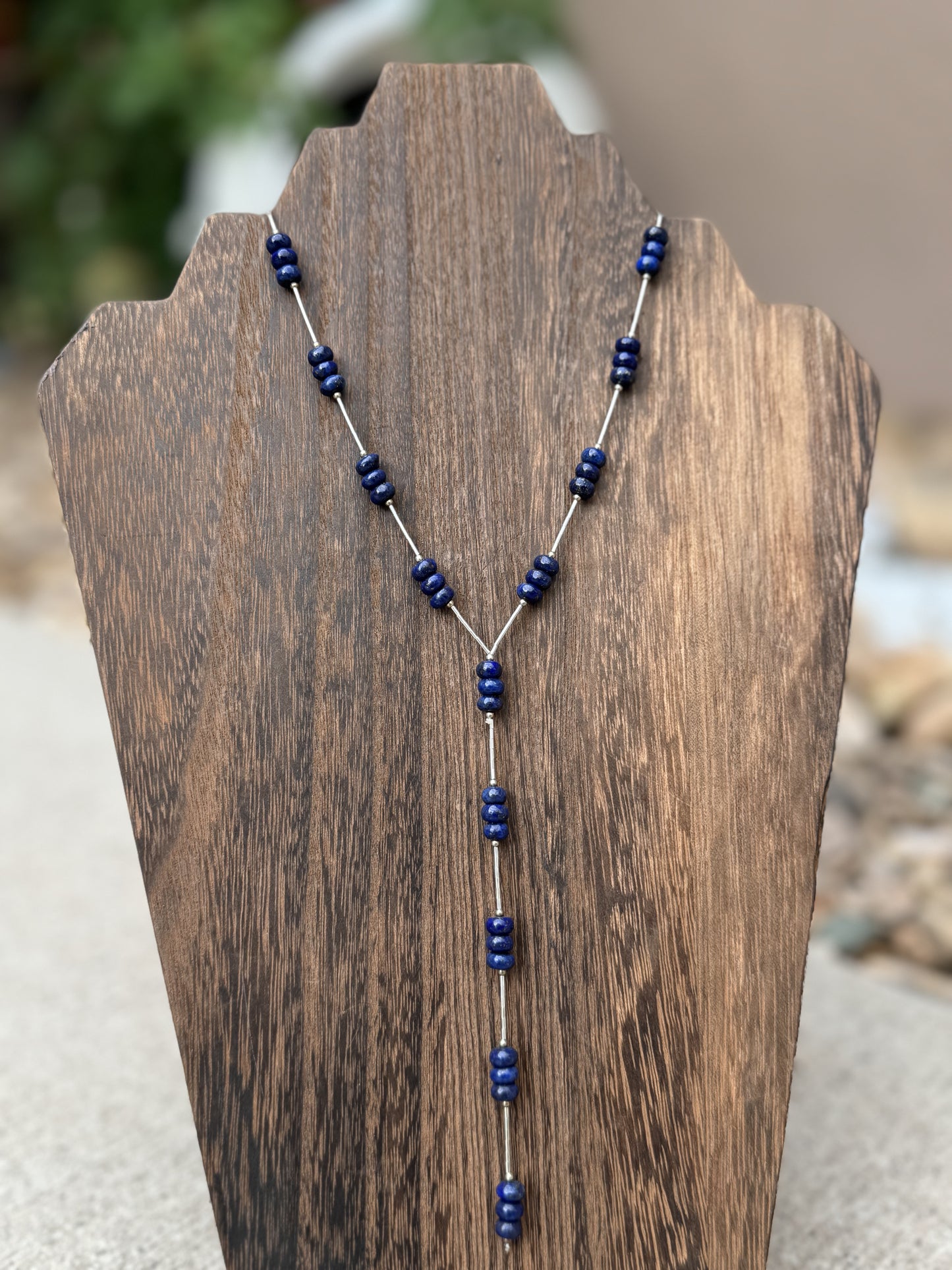 Blue Lapis rondelle lariat