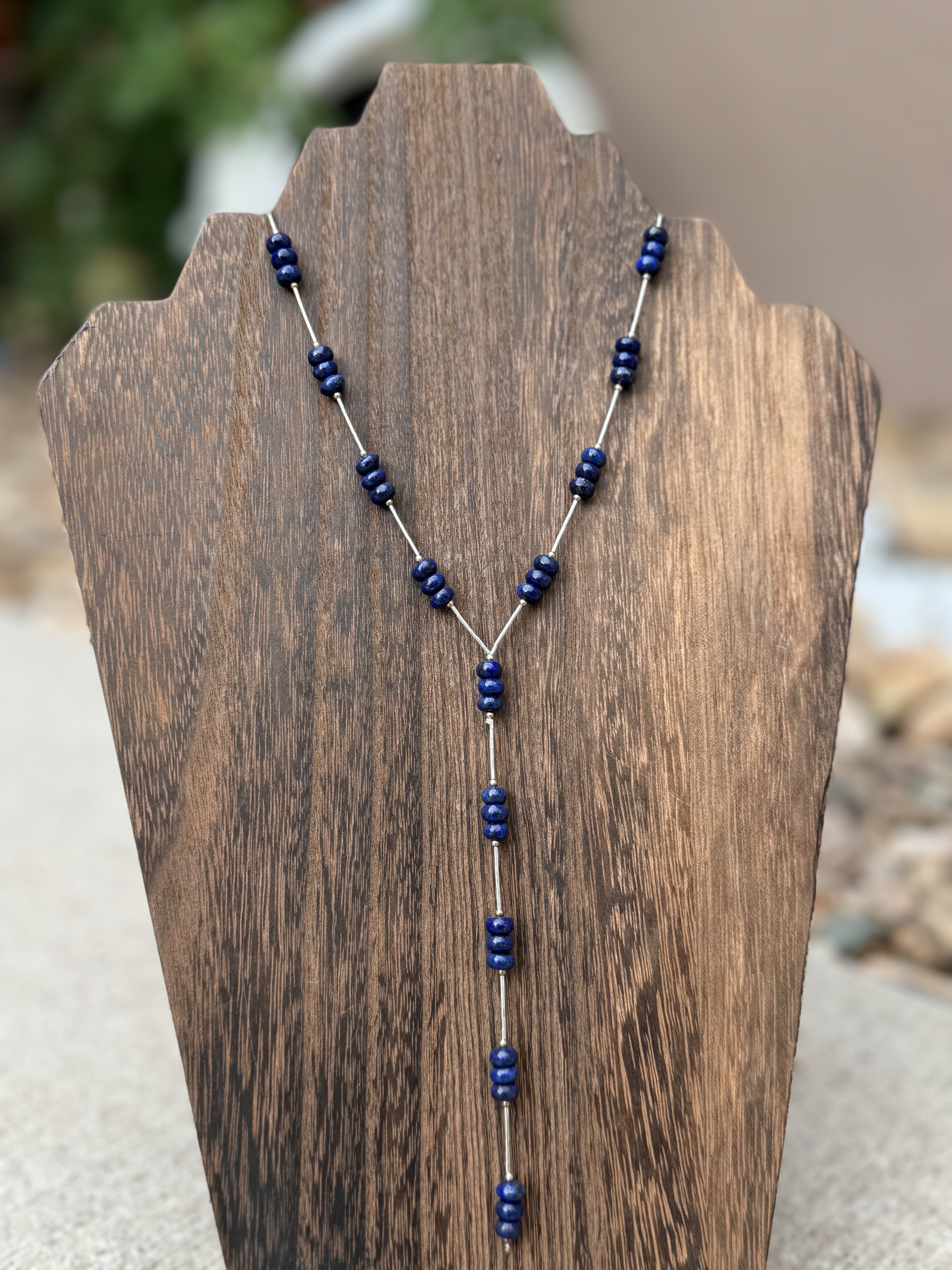 Blue Lapis rondelle lariat
