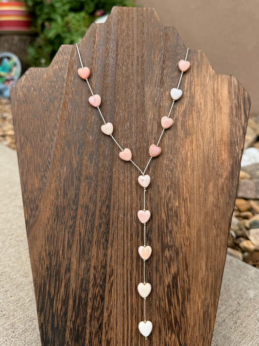 Pink Conch heart lariat