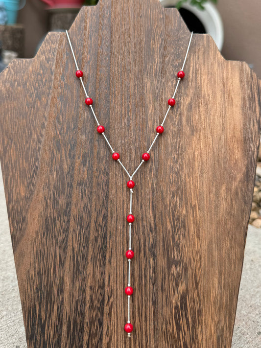 Red coral lariat