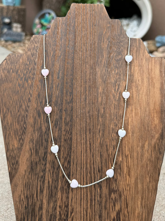 Pink Conch heart necklace