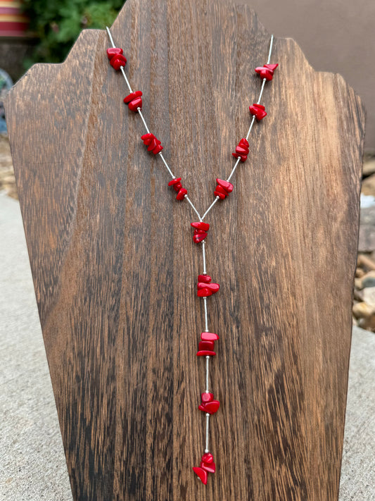 Red coral lariat