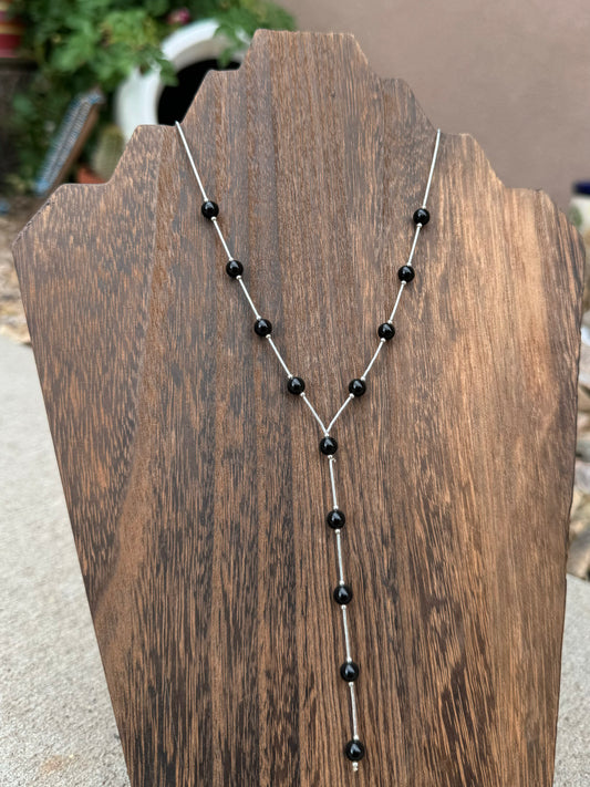 Black onyx bead lariat