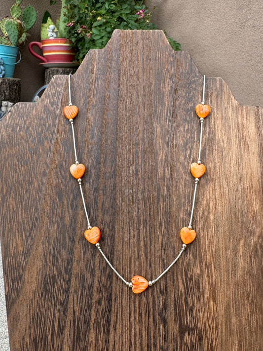 Orange Spiny heart necklace