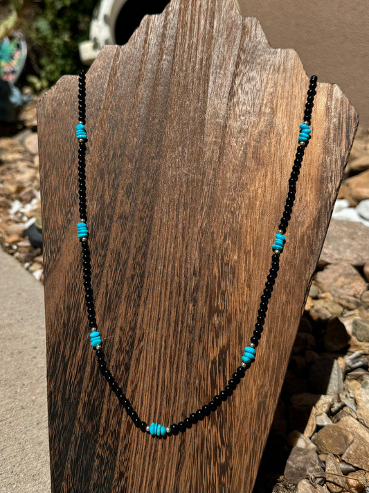 Black onyx & Sleeping beauty necklace
