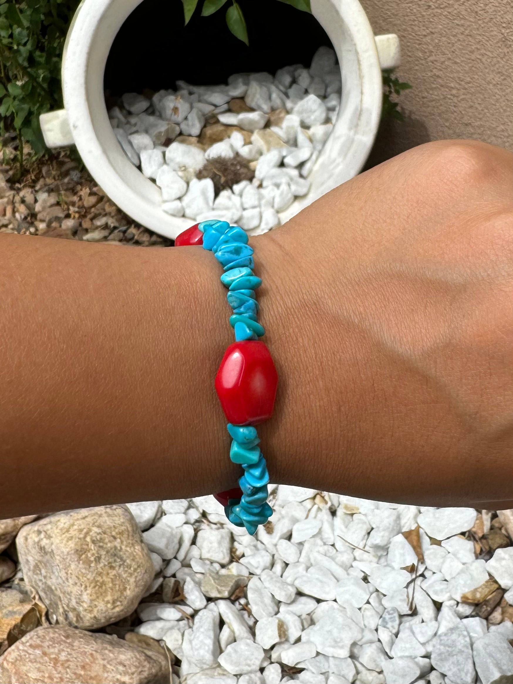 Turquoise & coral bracelet