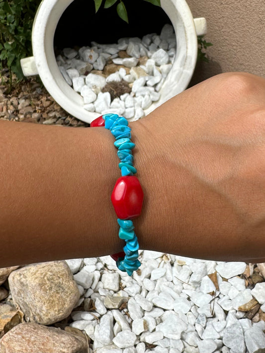 Turquoise & coral bracelet