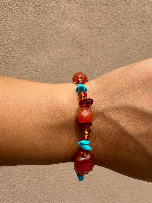 Carnelian & amber bracelet