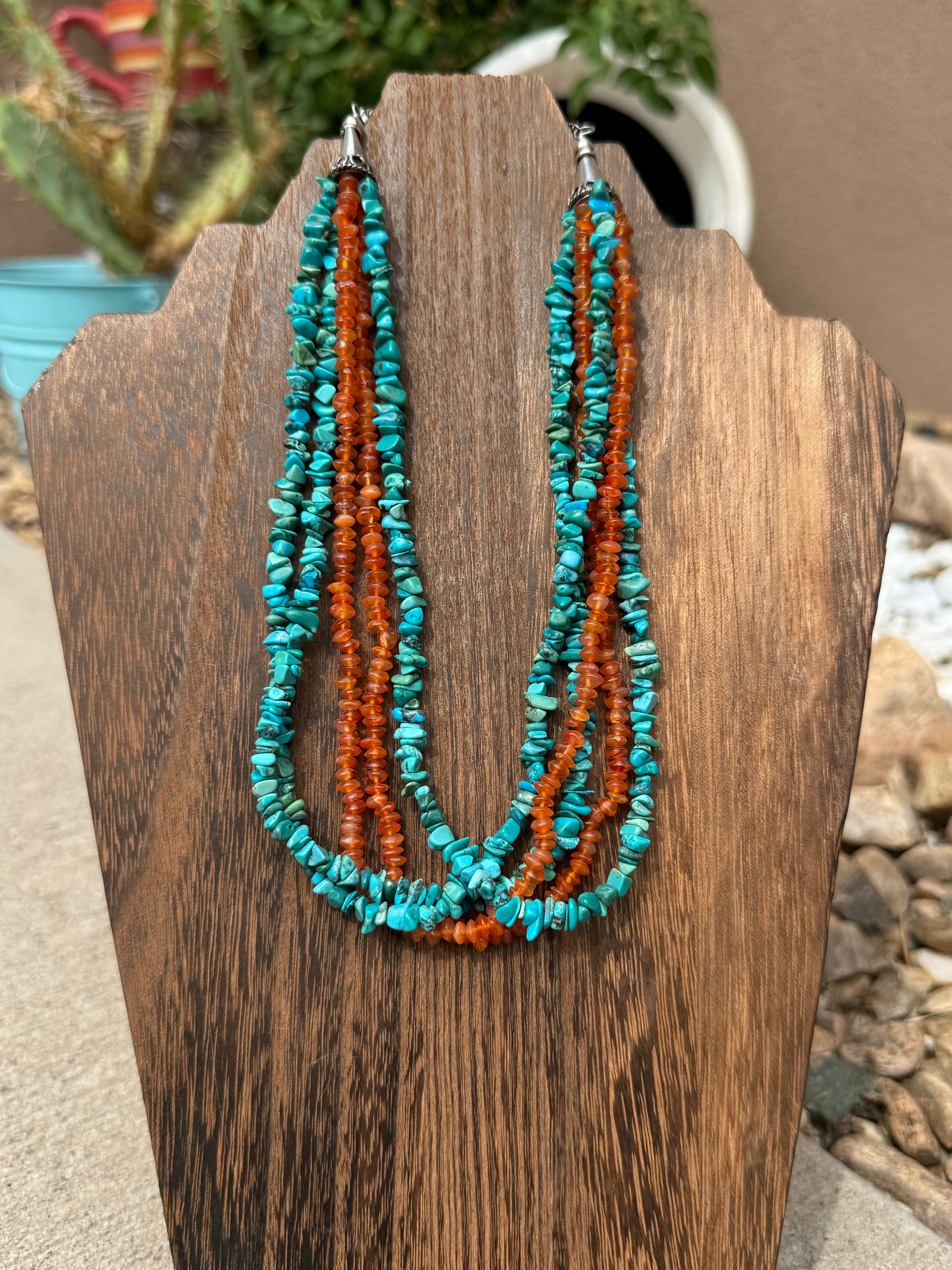 Turquoise & carnelian necklace