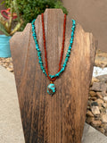 Turquoise & carnelian necklace with pendant