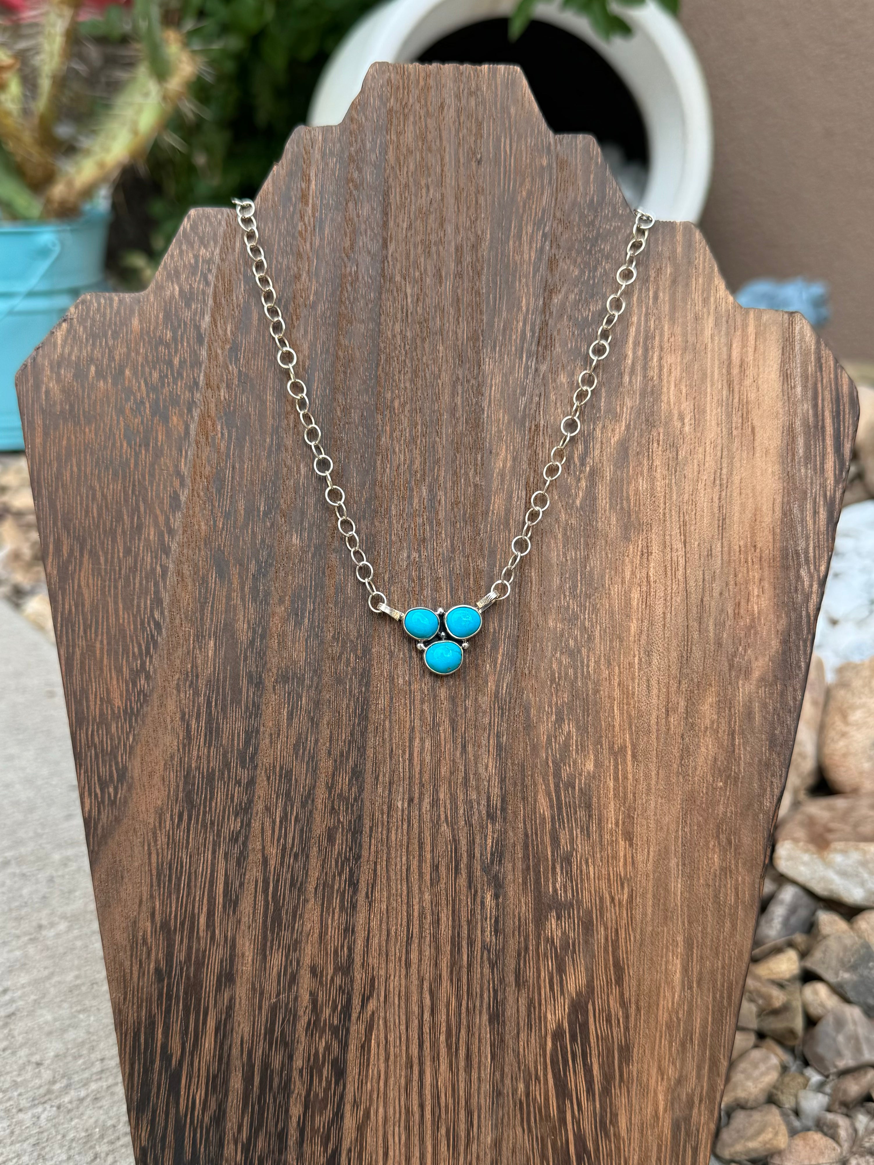 Sleeping Beauty Cluster Mini Bar Necklace