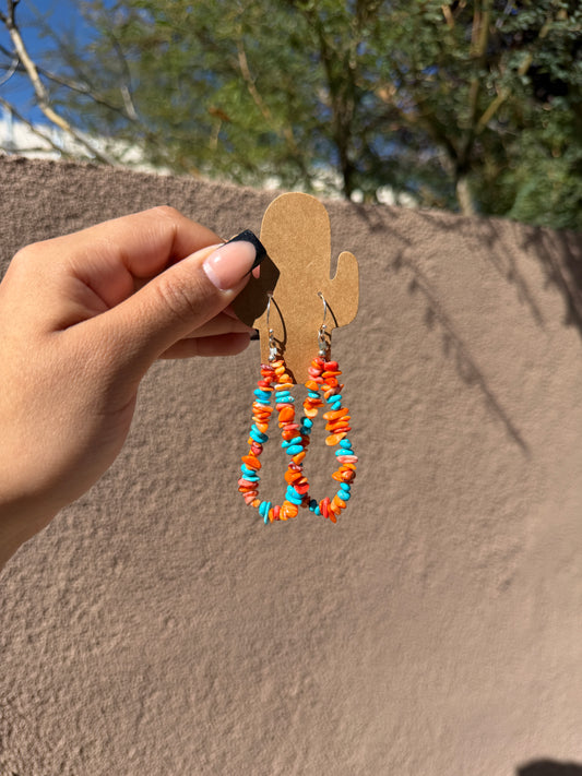 Orange spiny & Sleeping Beauty TQ loop earrings