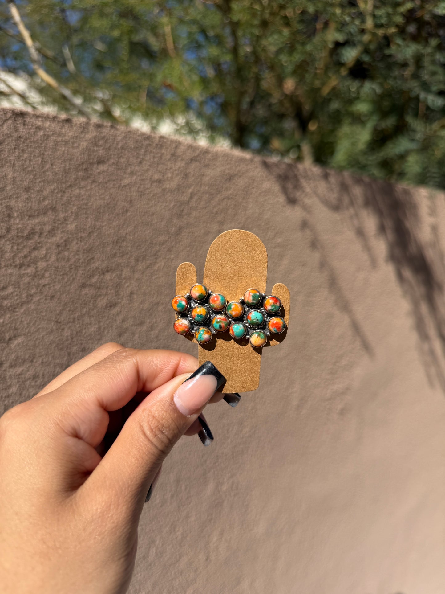 Compressed TQ & Orange spiny cluster studs