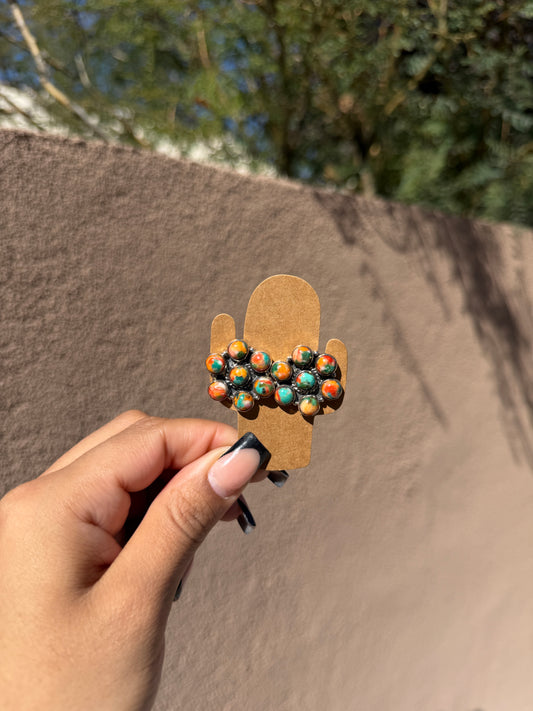 Compressed TQ & Orange spiny cluster studs