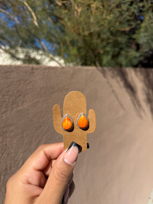 Teardrop orange spiny studs