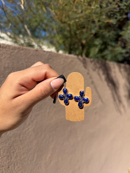 Blue lapis cross studs