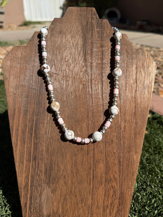 Chimney Butte wild horse & pink conch pearl necklace
