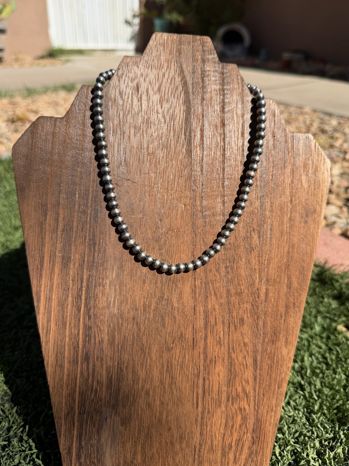 Chimney Butte handmade 6mm silver pearl necklace