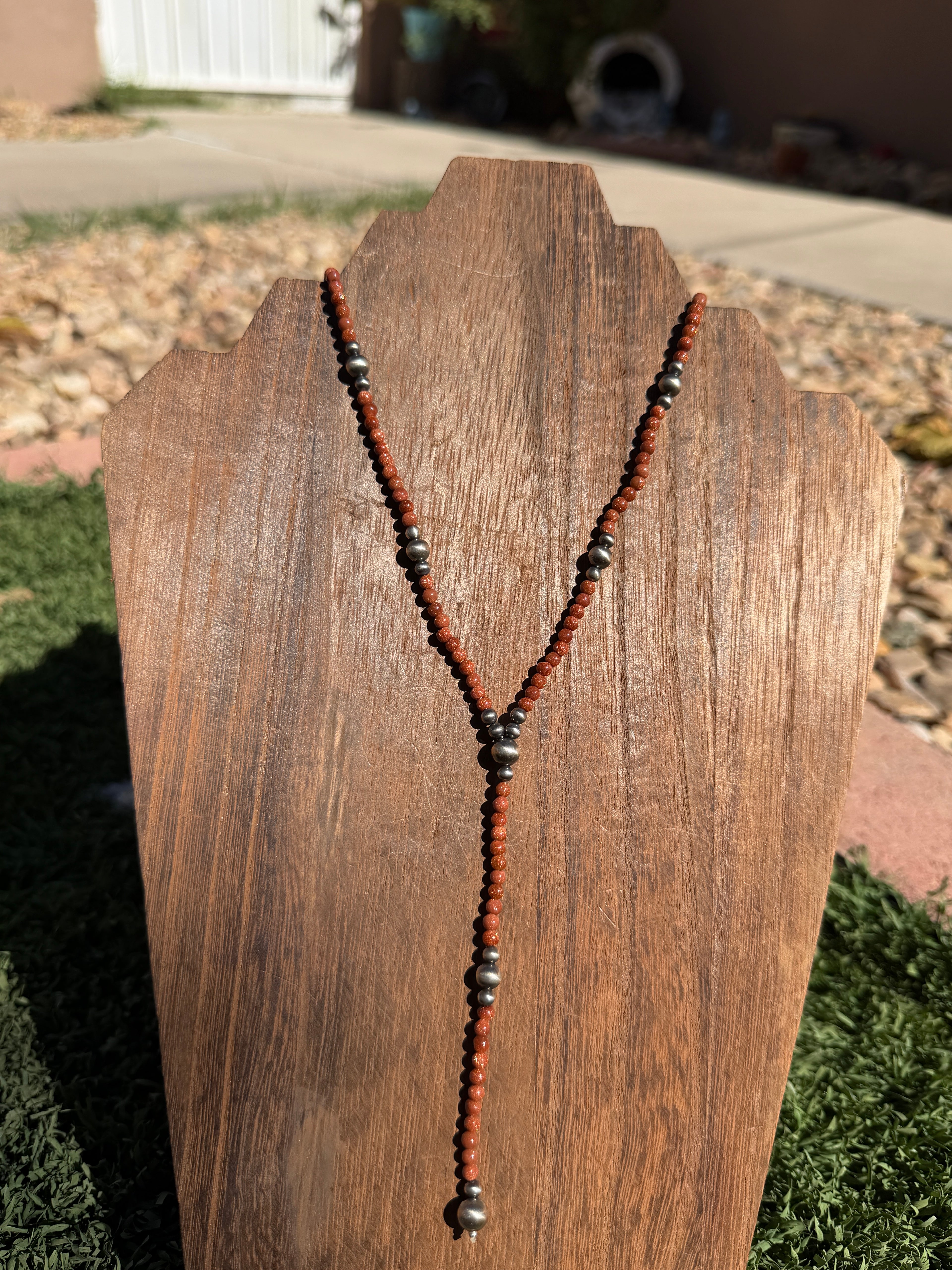 Gold stone lariat