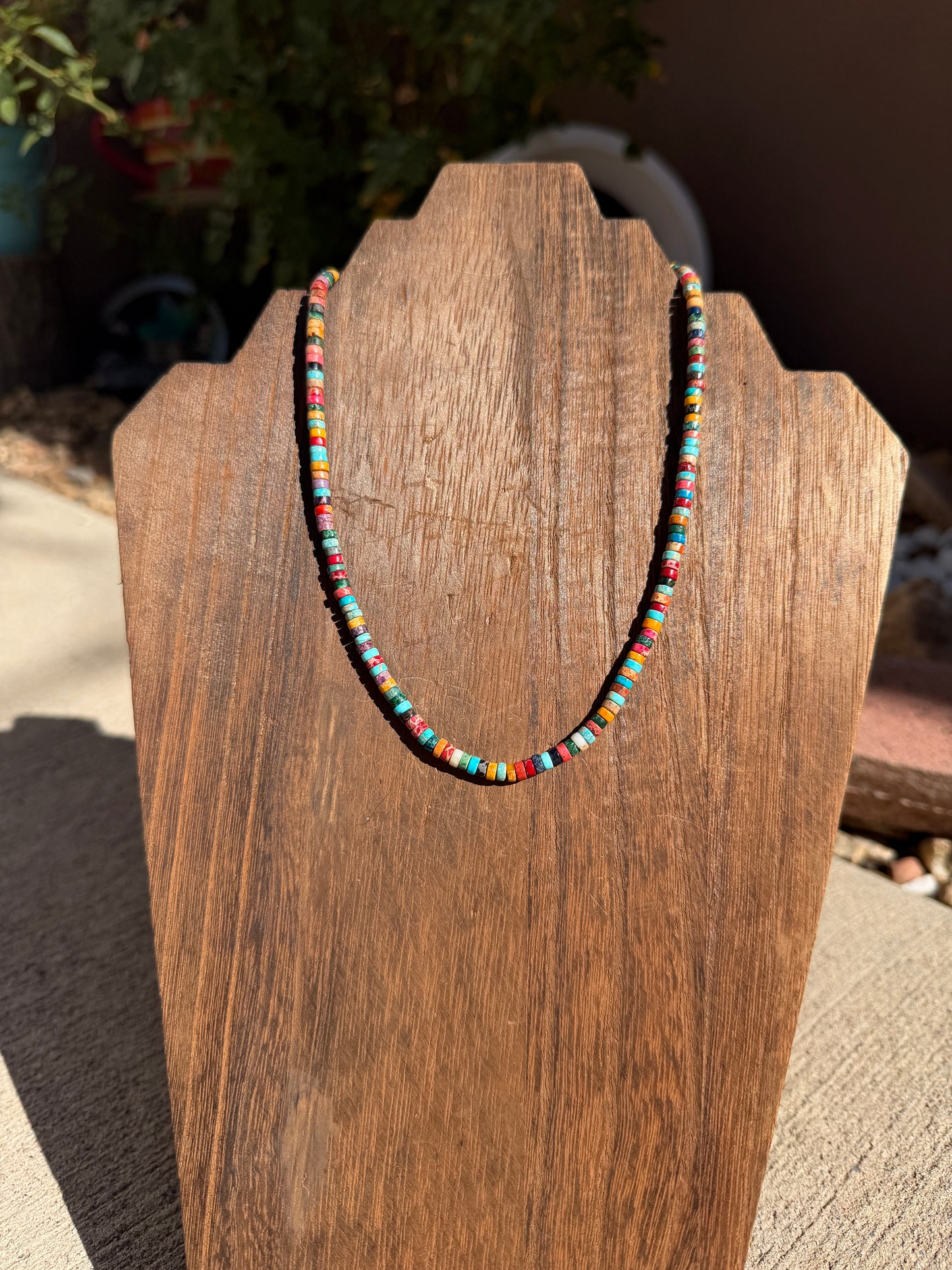 Multi stone heishi necklace