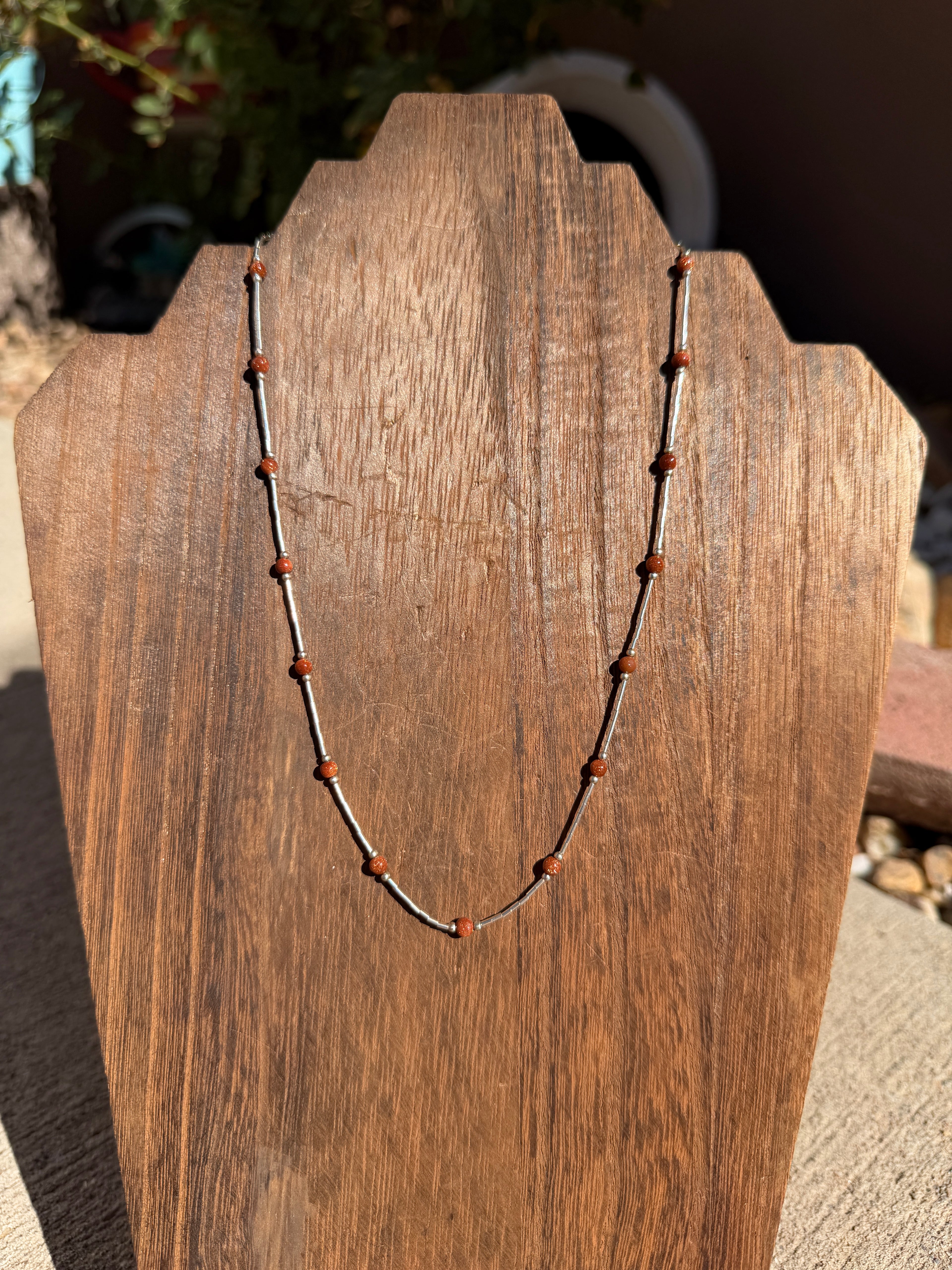 Gold stone necklace