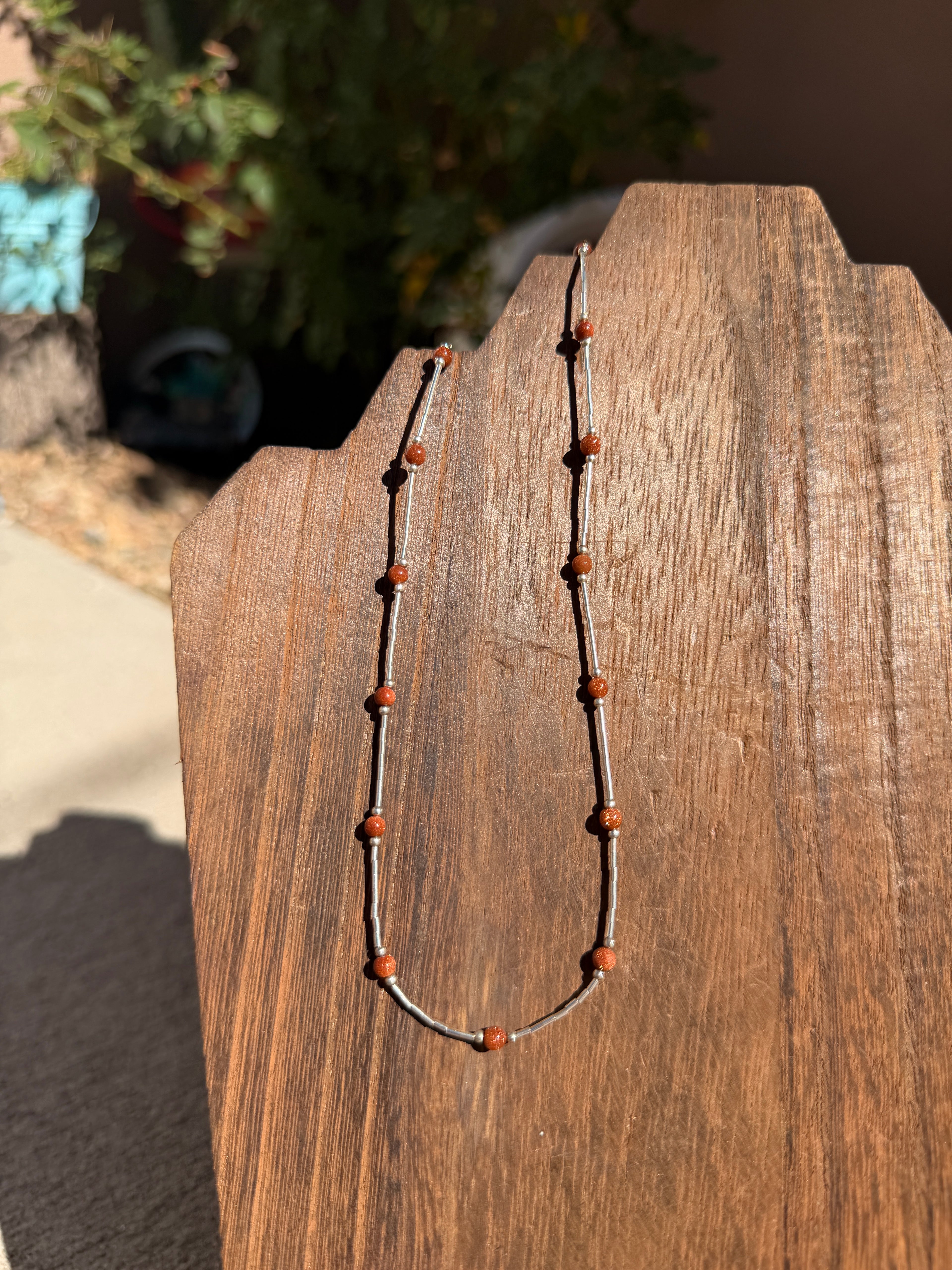 Gold stone necklace