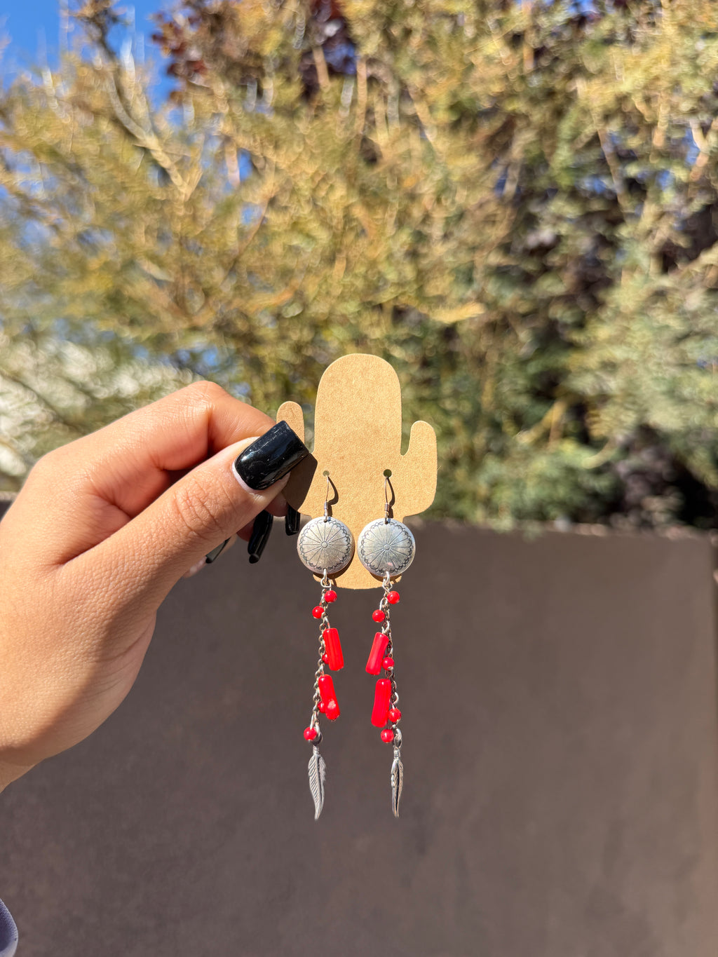 Concho & coral dangles