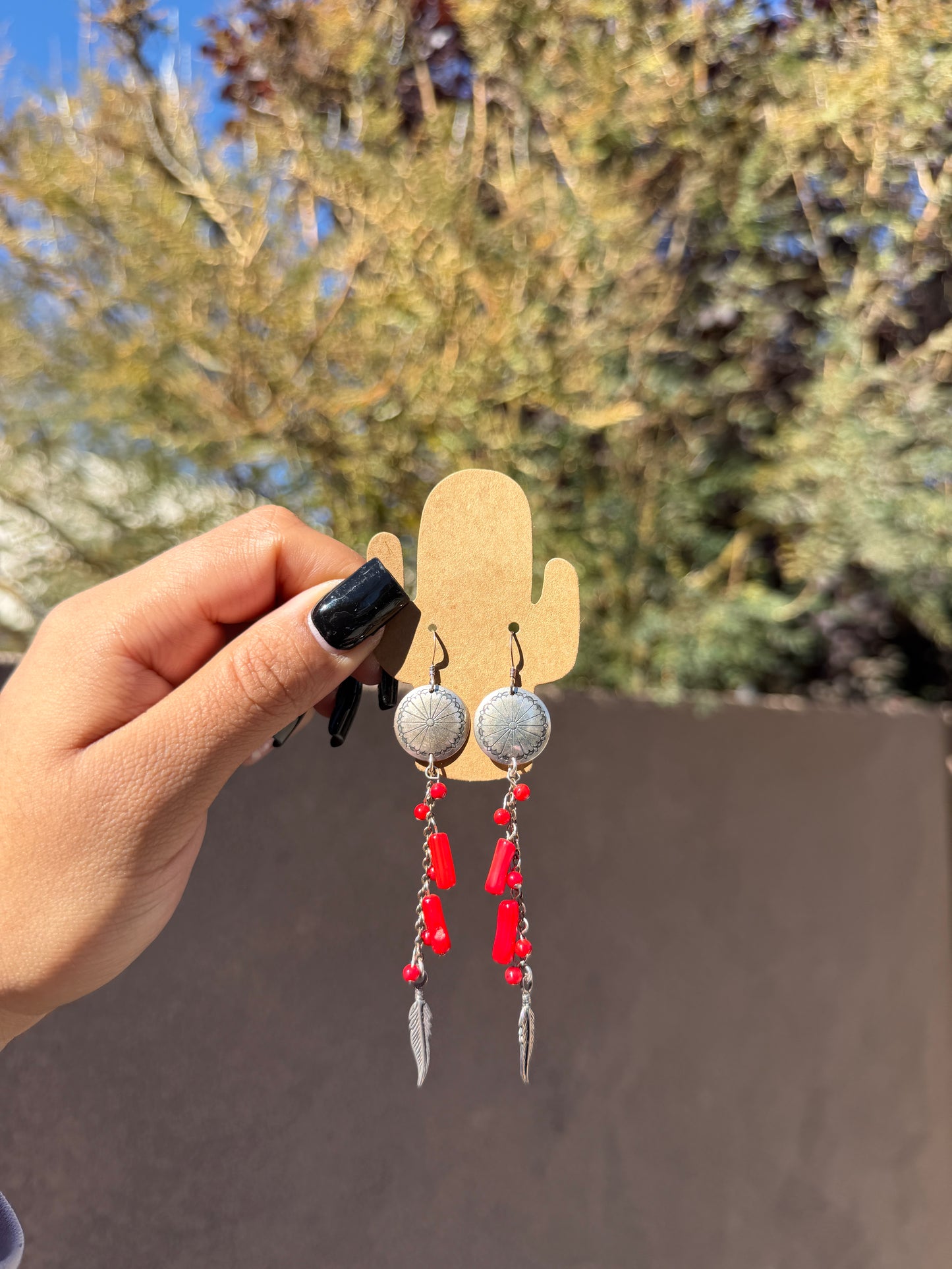 Concho & coral dangles