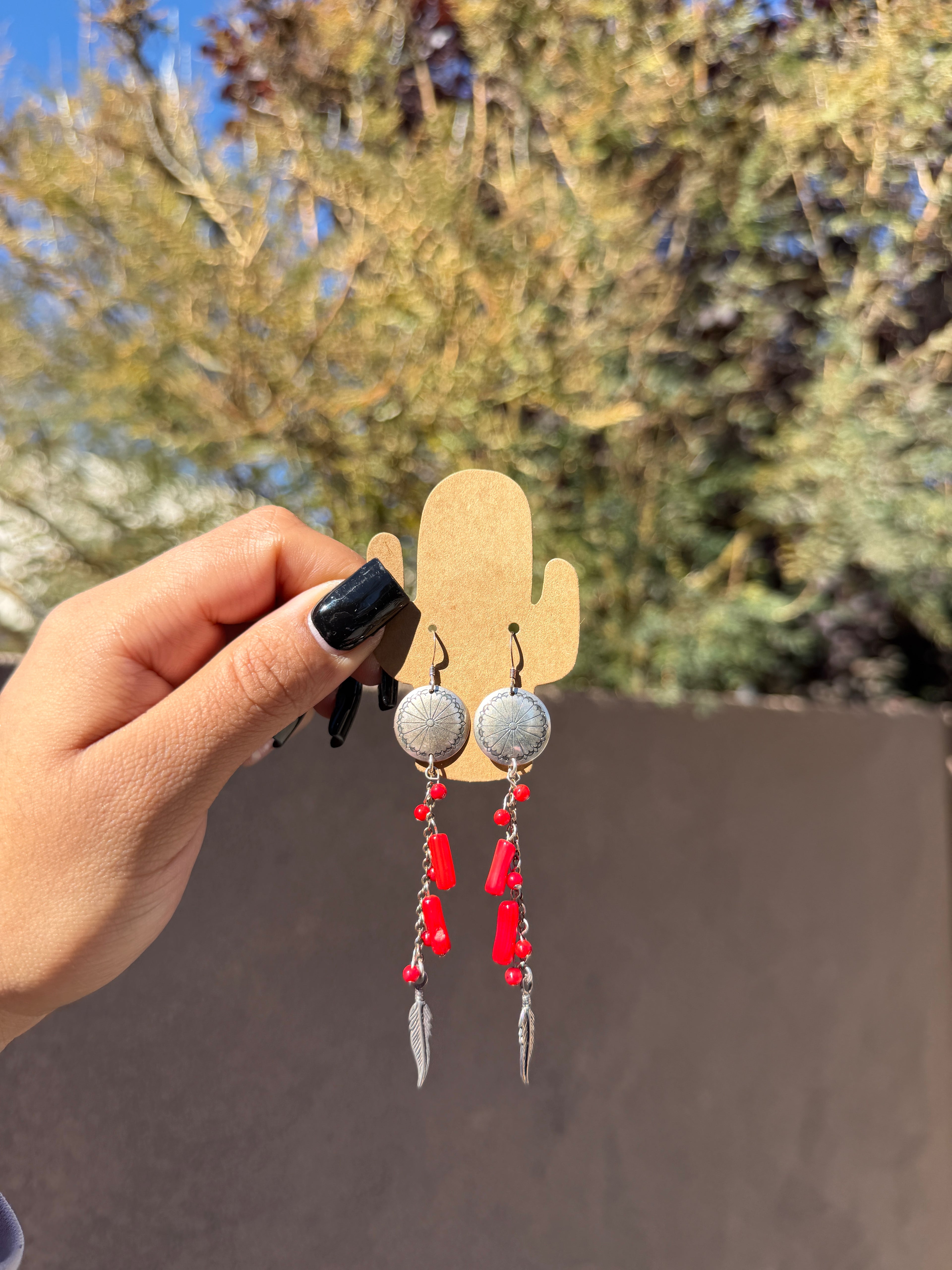 Concho & coral dangles