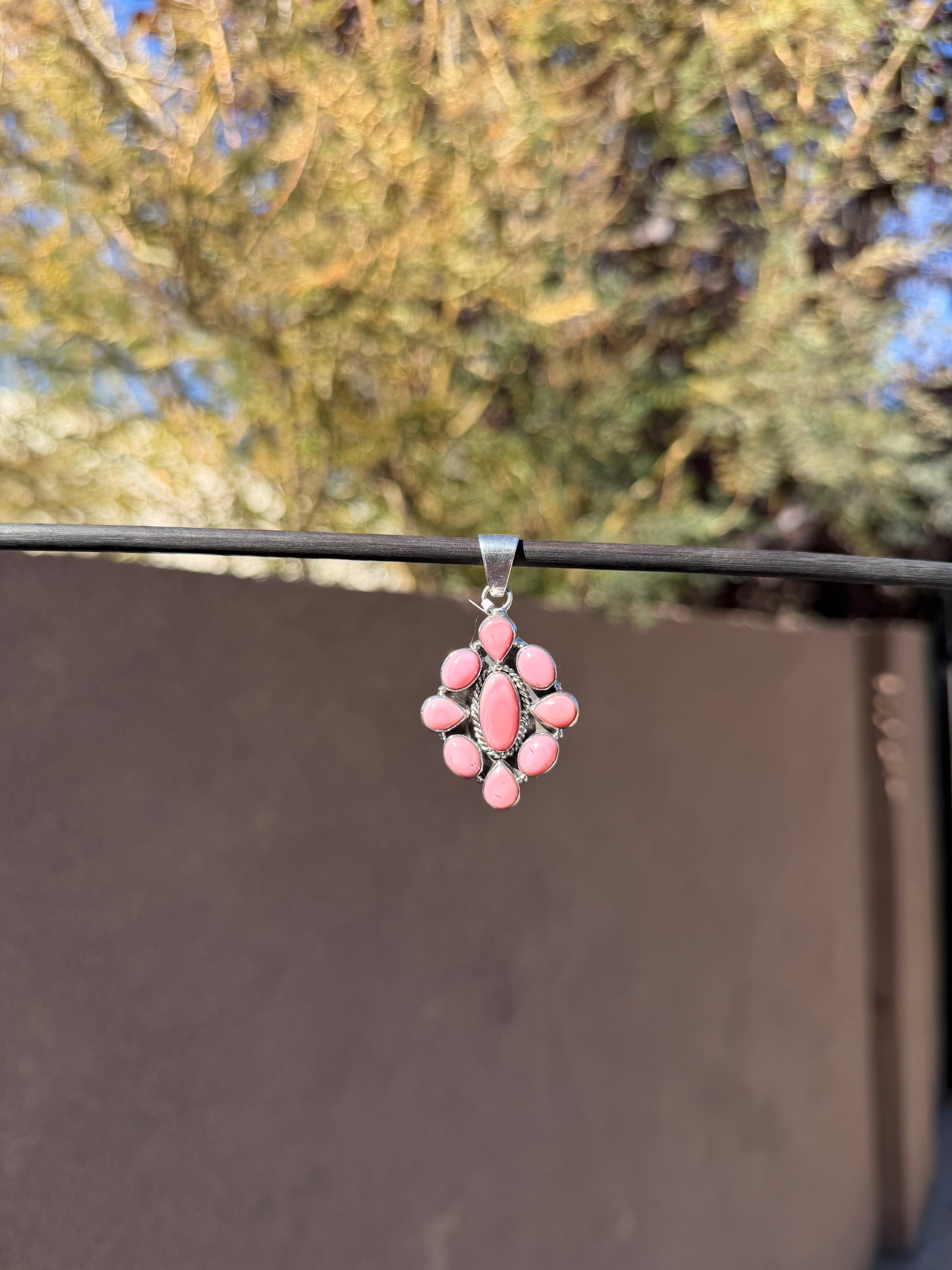 Pink Conch cluster pendant