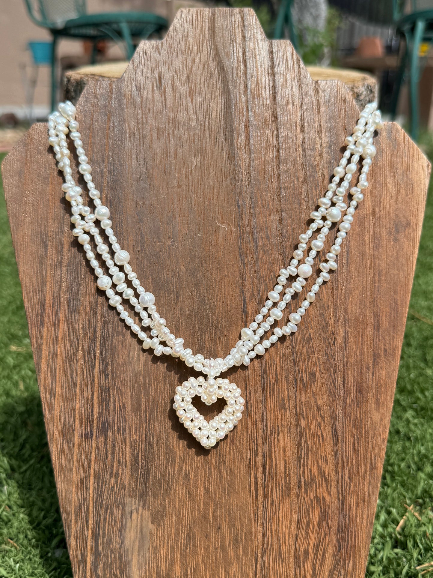 Fresh water pearl heart necklace