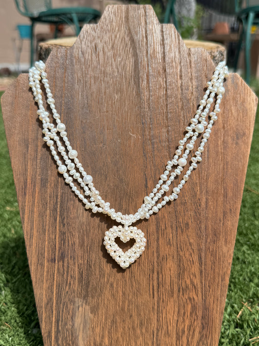 Fresh water pearl heart necklace