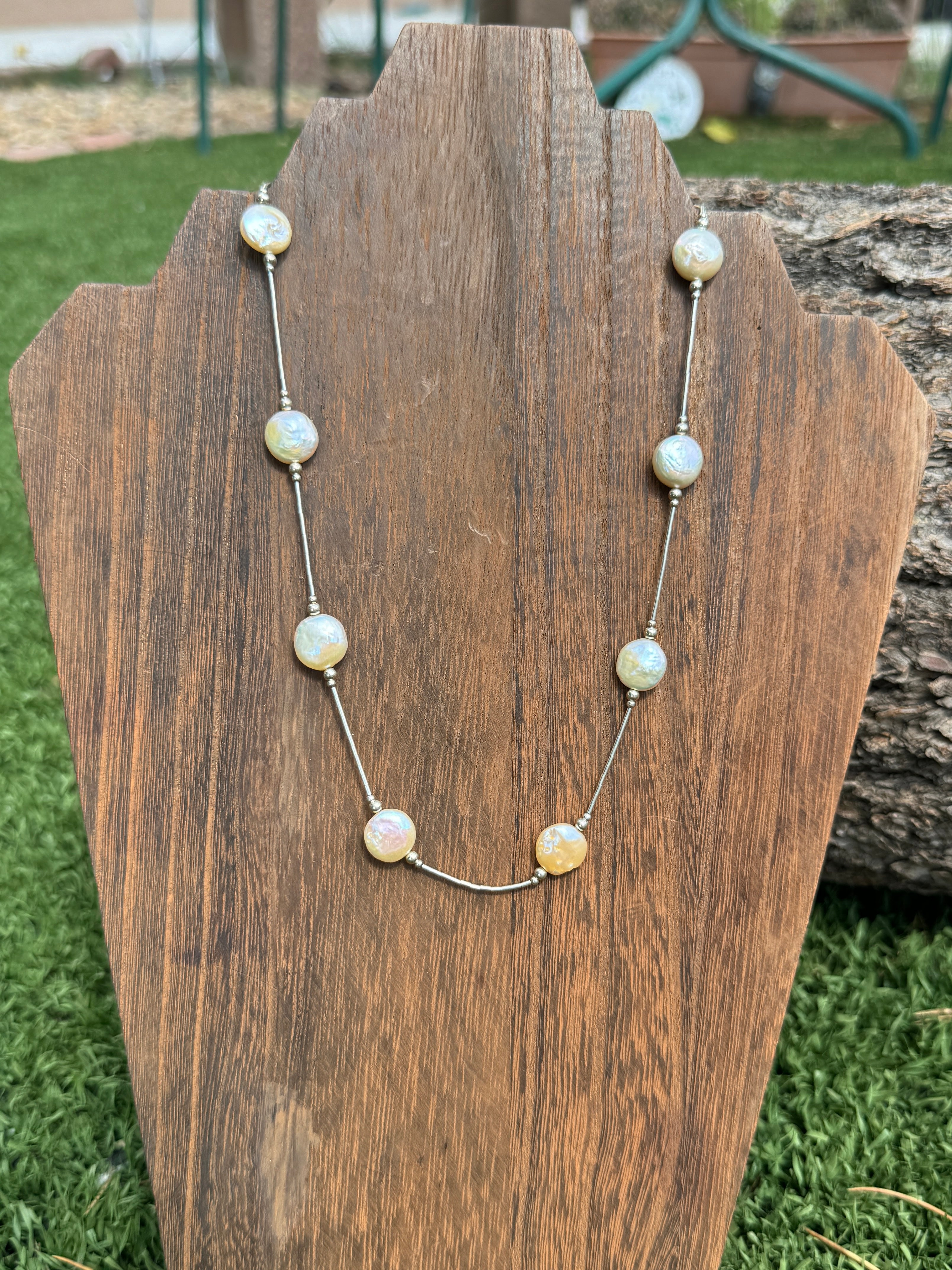 Fresh water pearl liquid silver necklace