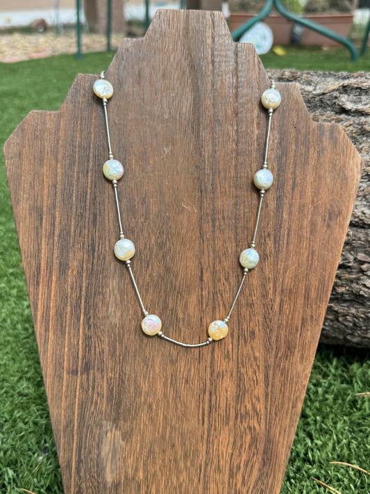Fresh water pearl liquid silver necklace