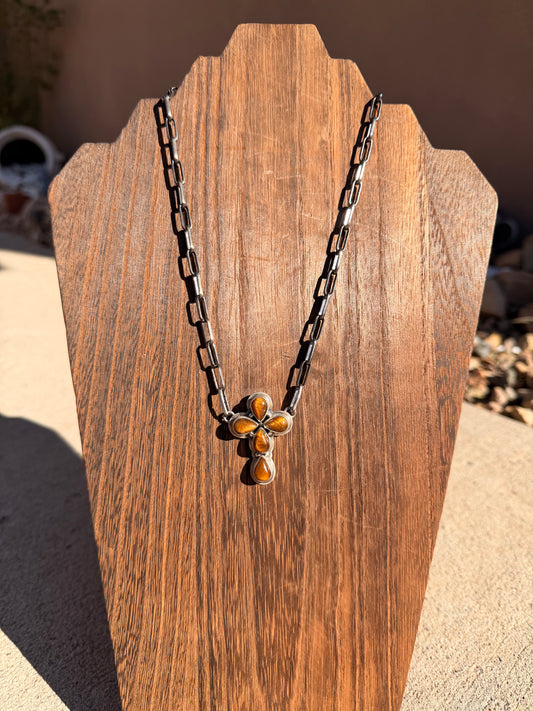 Tigers Eye Cross Bar Necklace
