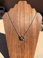 Black Onyx Flower Bar Necklace