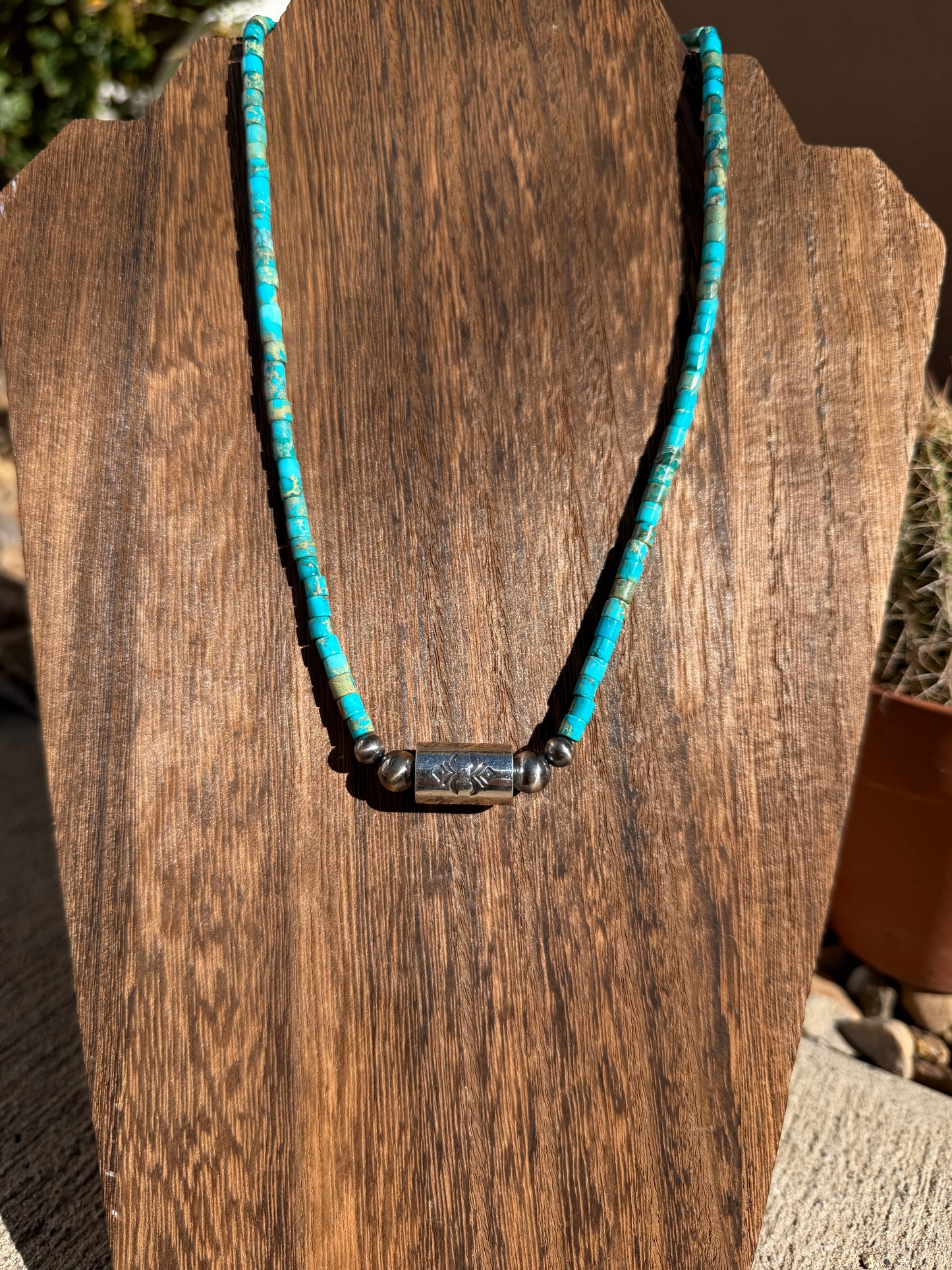 Turquoise heishi & Barrel necklace