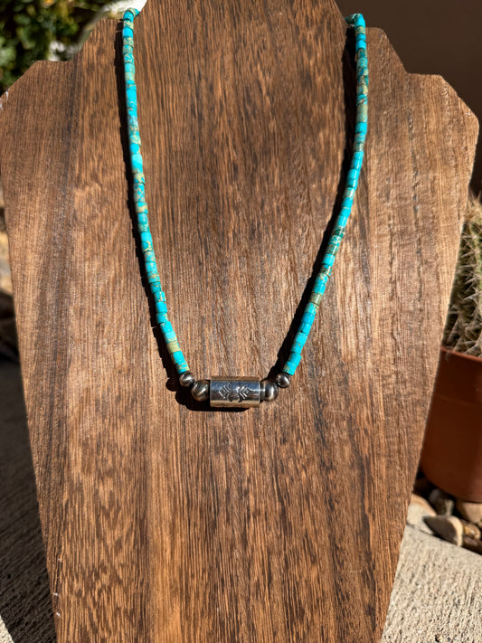 Turquoise heishi & Barrel necklace