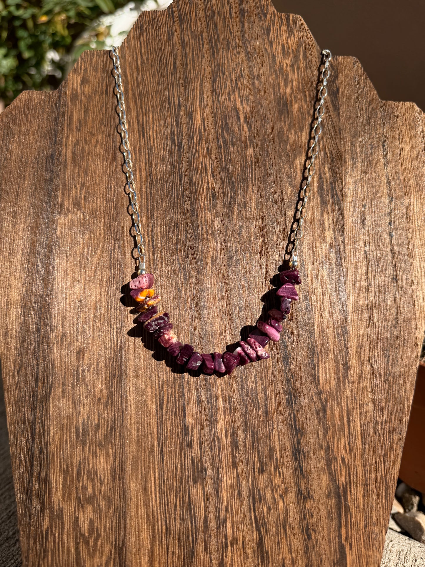 Purple spiny & chain necklace