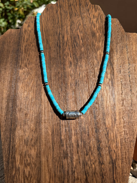 Heishi TQ & Barrel necklace