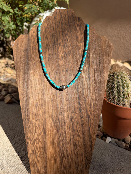 Heishi TQ necklace with pearls