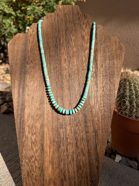 Graduated TQ heishi necklace