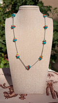 Multi Stone Liquid Silver Necklace