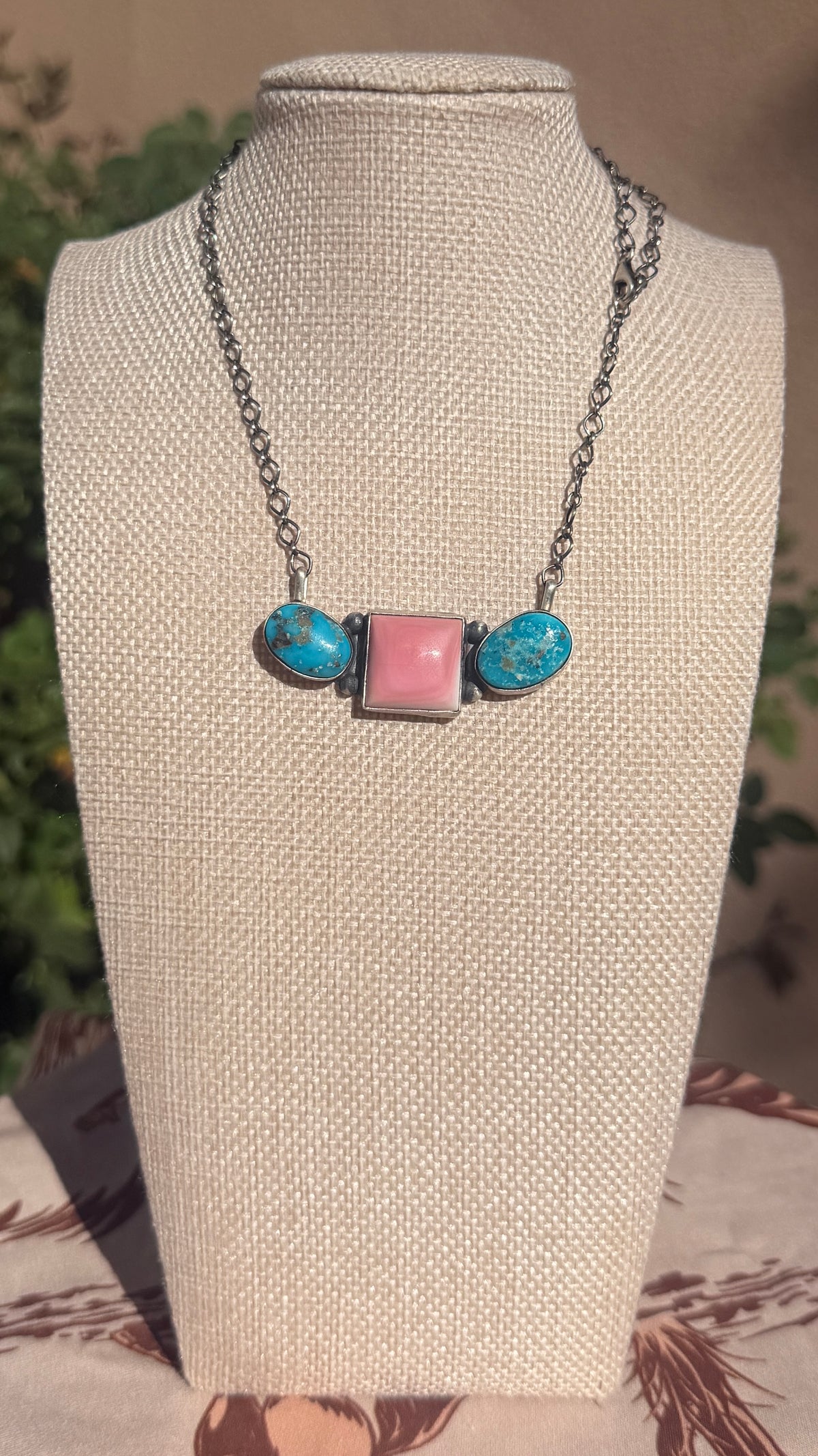 Letricia Largo Blue Ridge & Pink Conch Bar Necklace