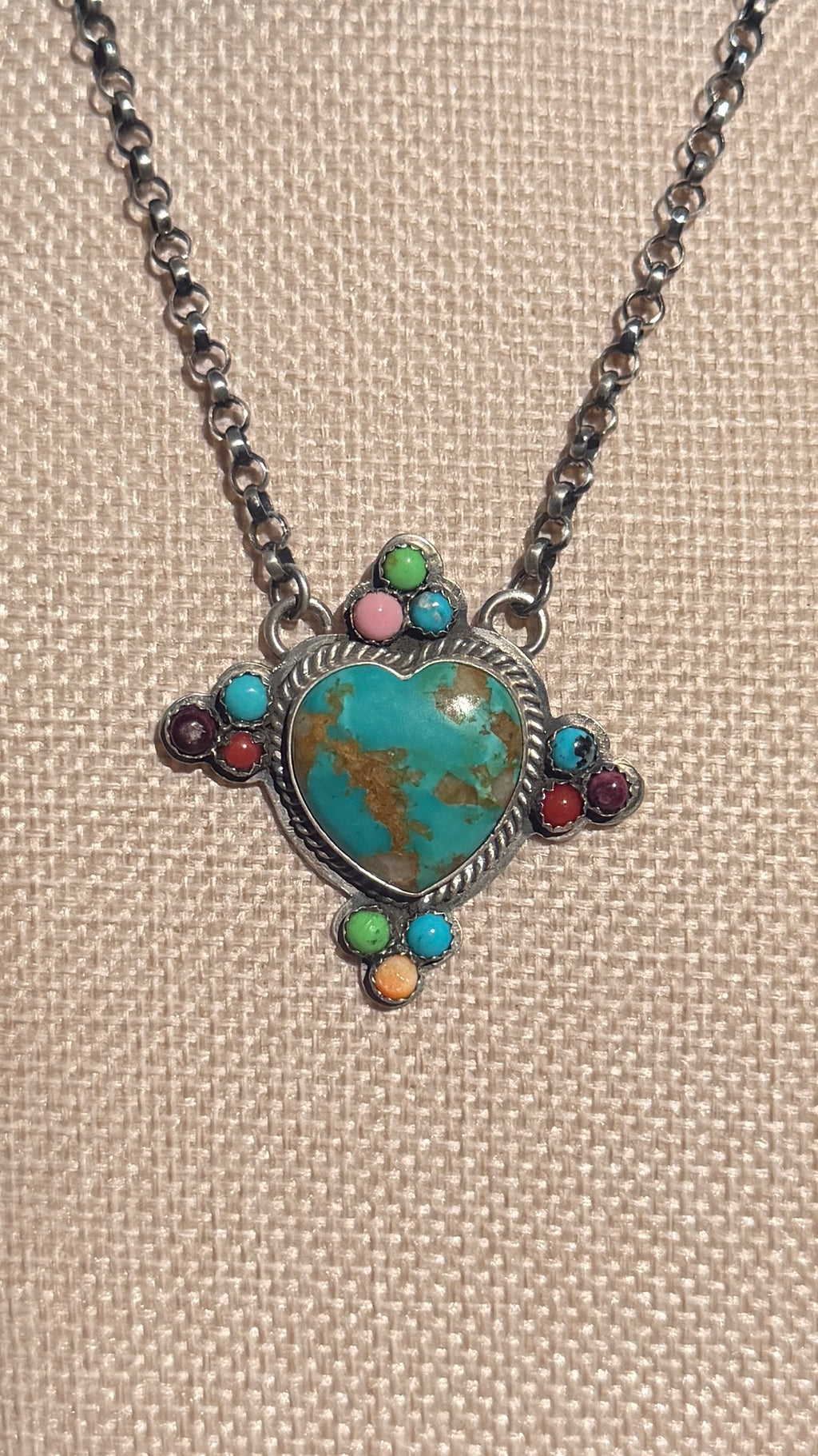 P. Williams Multi Stone Heart Necklace