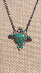 P. Williams Multi Stone Heart Necklace