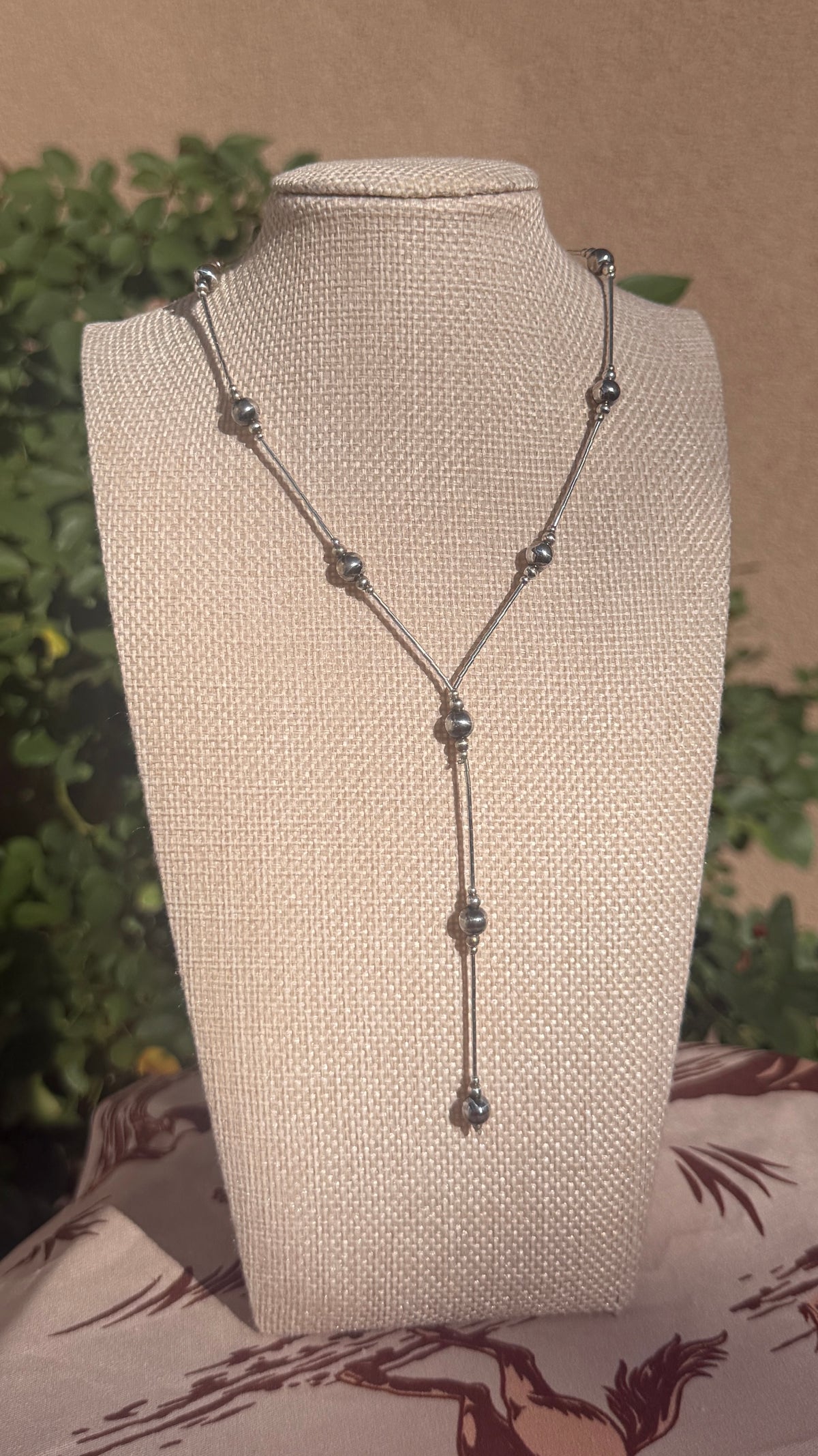 Liquid Silver & Pearl Lariat