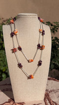 Liquid Silver Orange & Purple Spiny Chip Necklace