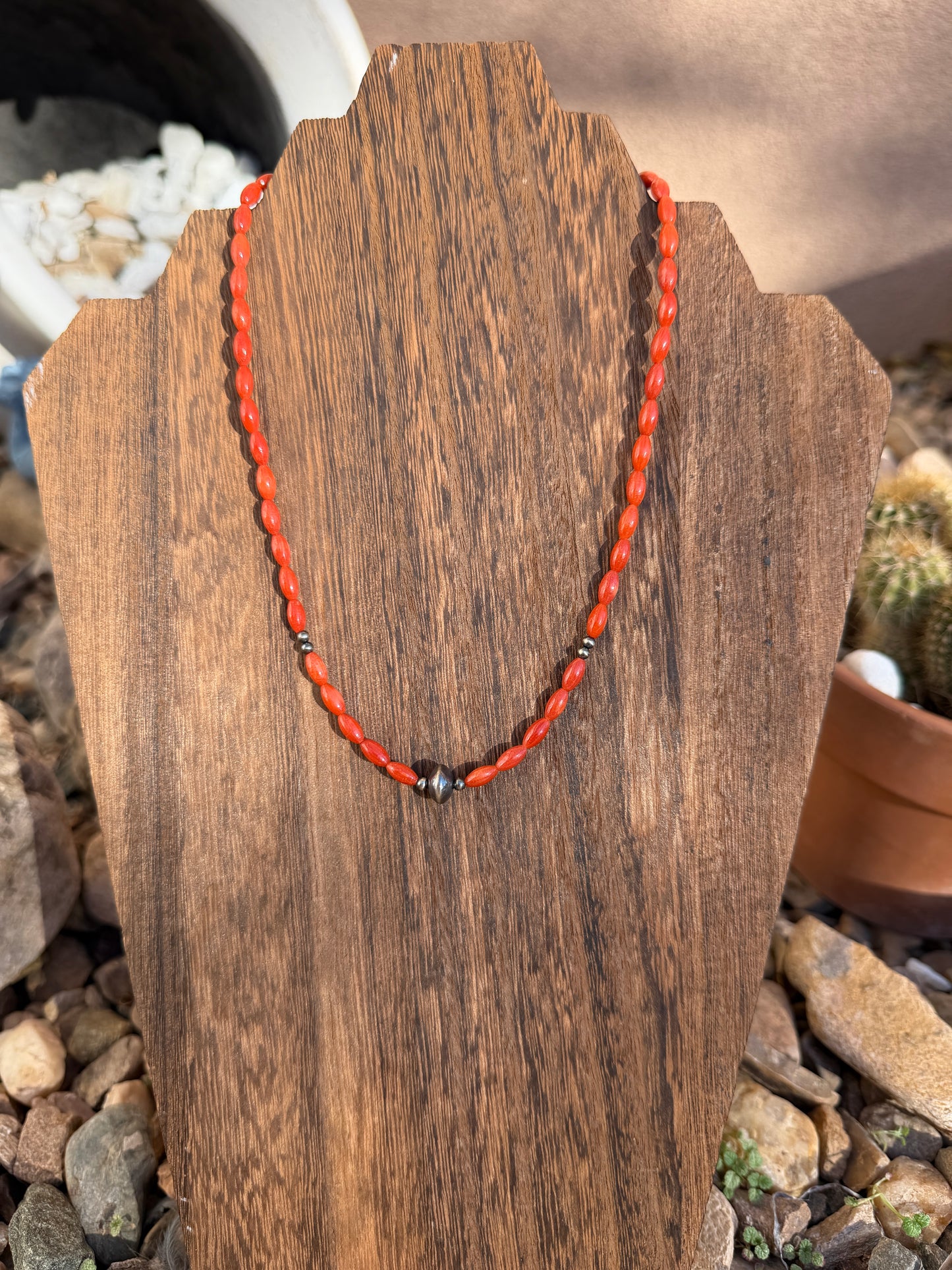 Red Coral & Silver saucer