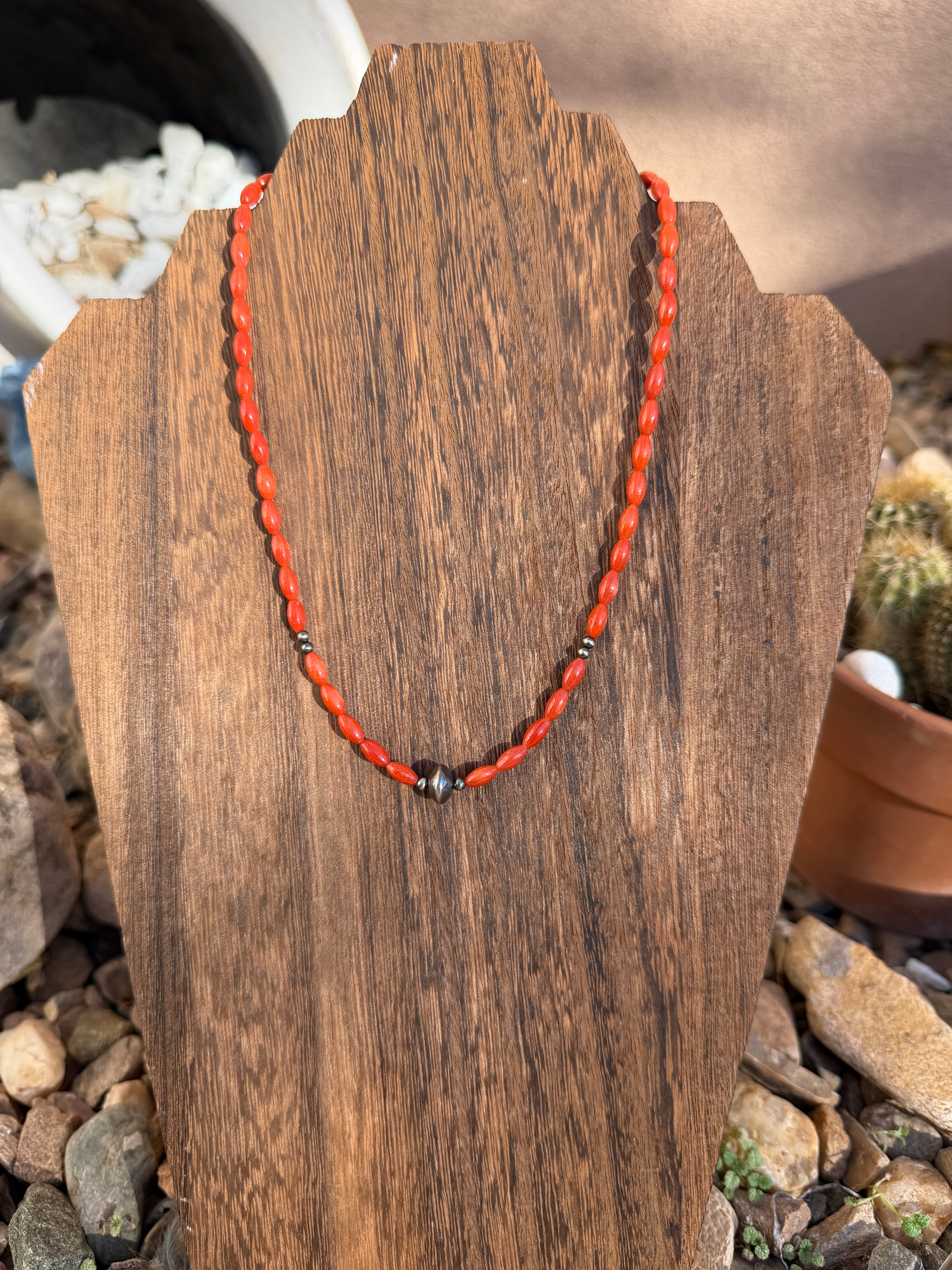 Red Coral & Silver saucer